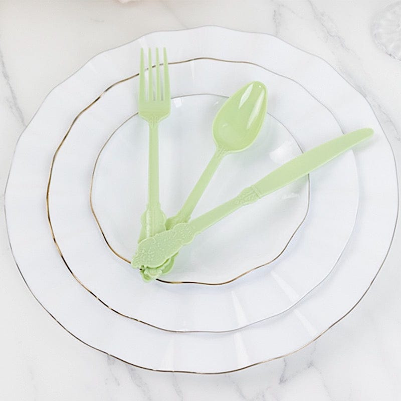 72 Disposable Plastic Cutlery Baroque Style Spoons Forks and Knives Set