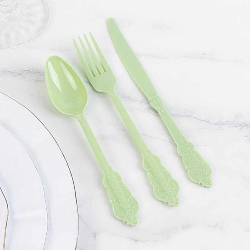 72 Disposable Plastic Cutlery Baroque Style Spoons Forks and Knives Set