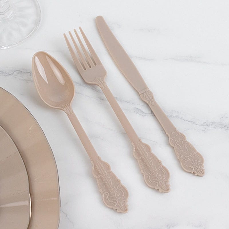 72 Disposable Plastic Cutlery Baroque Style Spoons Forks and Knives Set