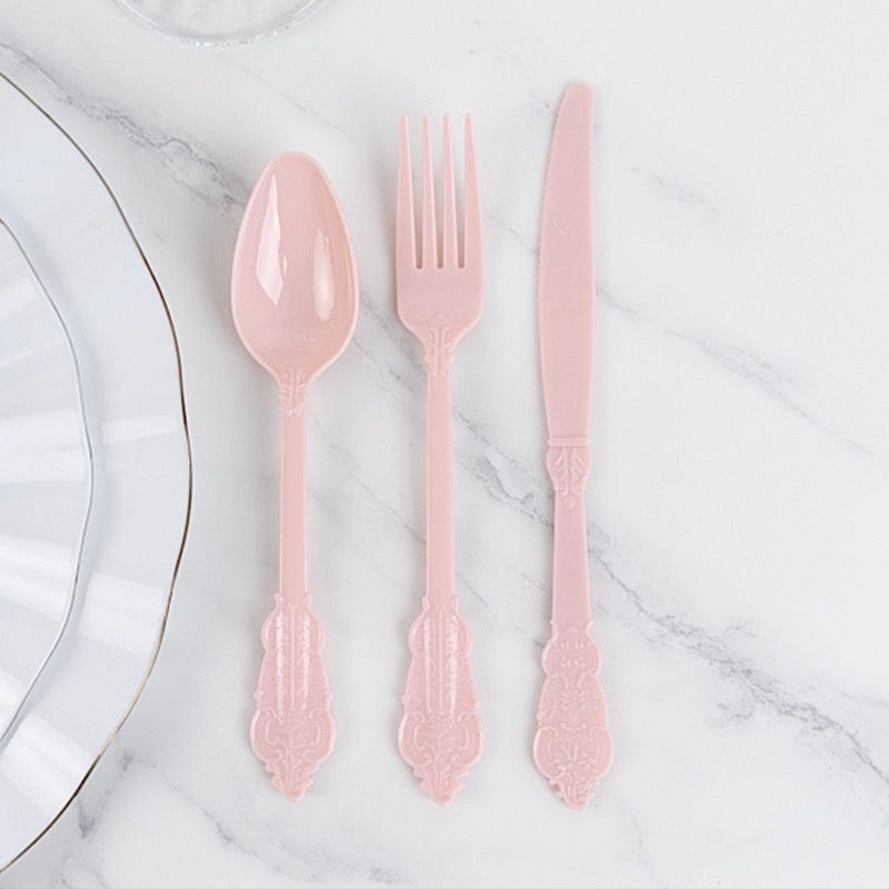 72 Disposable Plastic Cutlery Baroque Style Spoons Forks and Knives Set