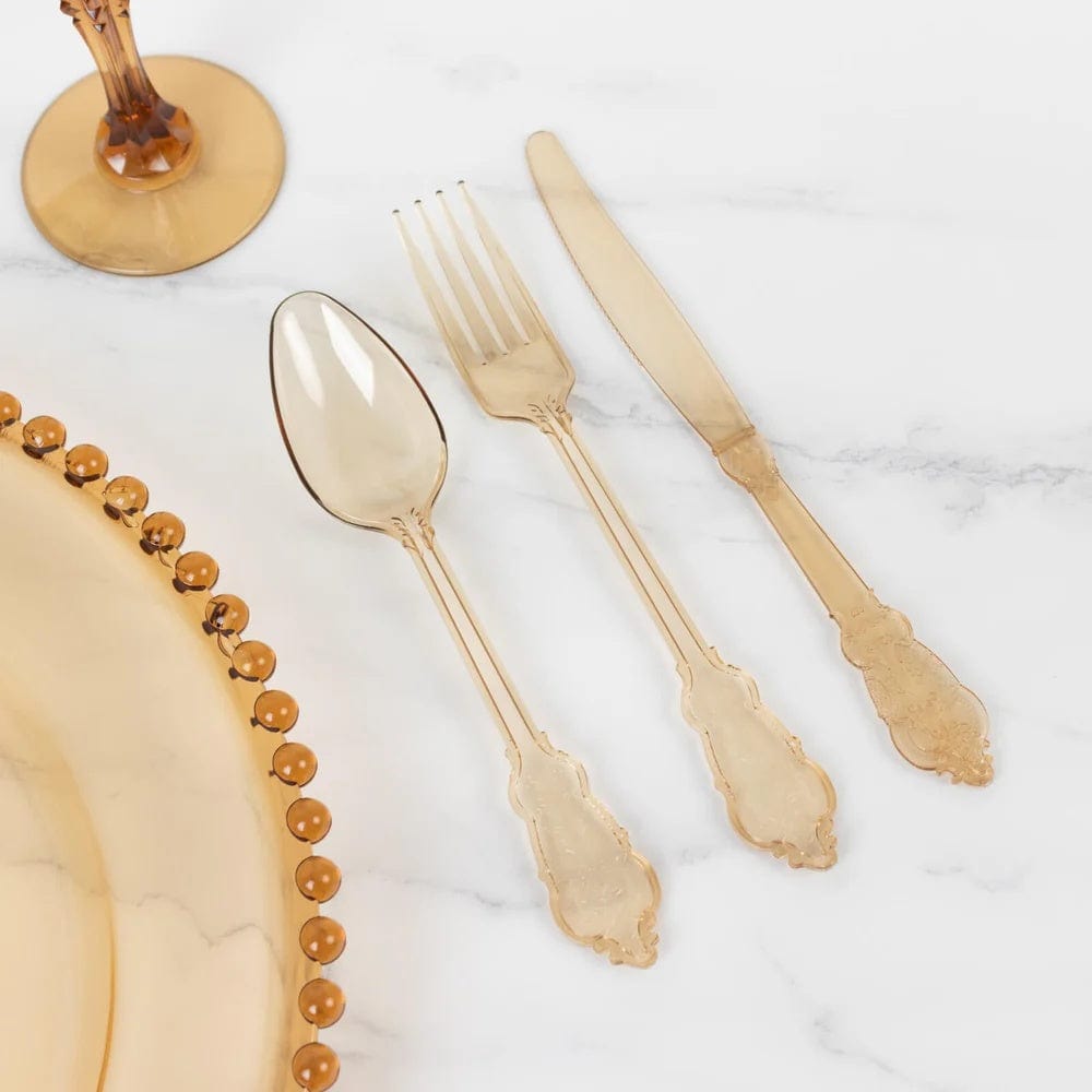 72 Disposable Plastic Cutlery Baroque Style Spoons Forks and Knives Set