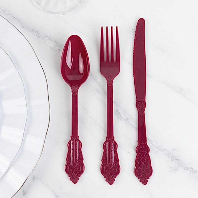 72 Disposable Plastic Cutlery Baroque Style Spoons Forks and Knives Set