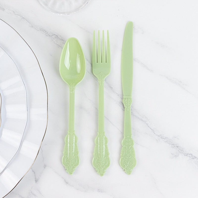 72 Disposable Plastic Cutlery Baroque Style Spoons Forks and Knives Set