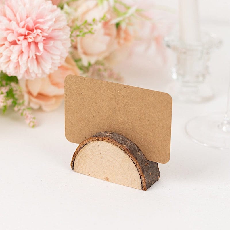 10 Natural 2.5 in Semicircle Wood Table Sign Holders with Place Cards
