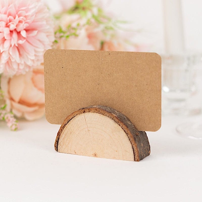 10 Natural 2.5 in Semicircle Wood Table Sign Holders with Place Cards