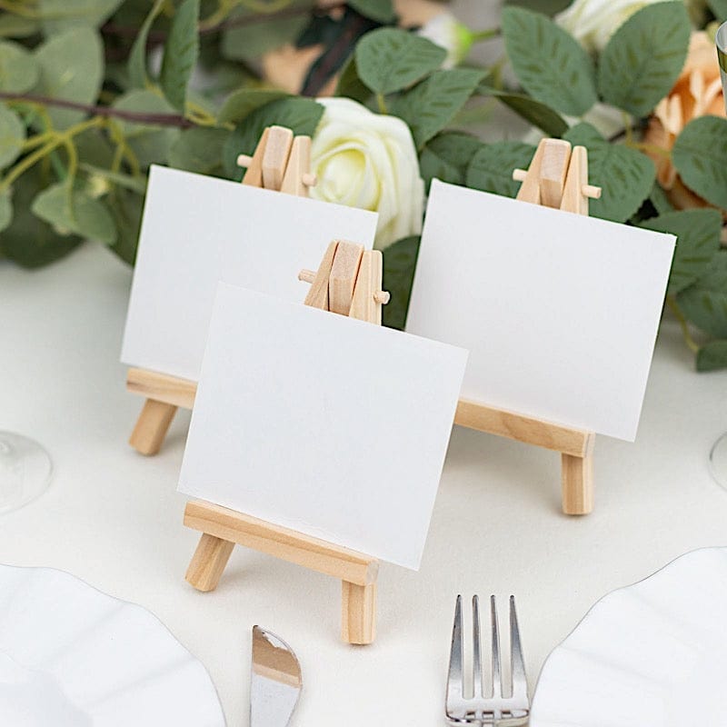 10 Natural Wood Mini Easel Table Number Sign Holders Place Card Stands
