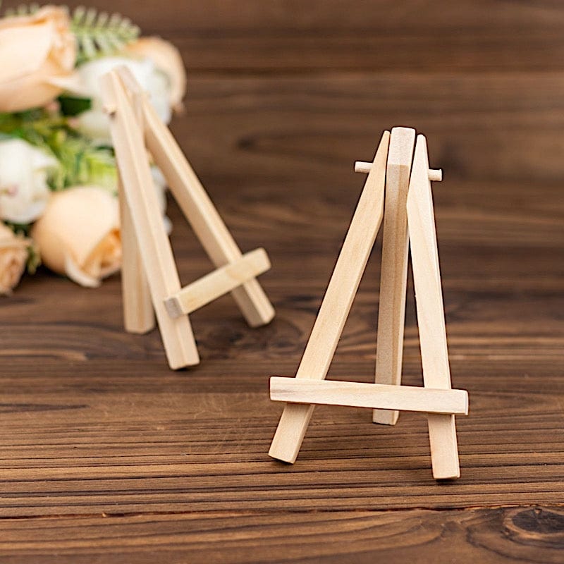 10 Natural Wood Mini Easel Table Number Sign Holders Place Card Stands