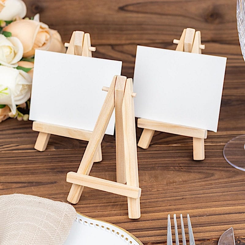 10 Natural Wood Mini Easel Table Number Sign Holders Place Card Stands