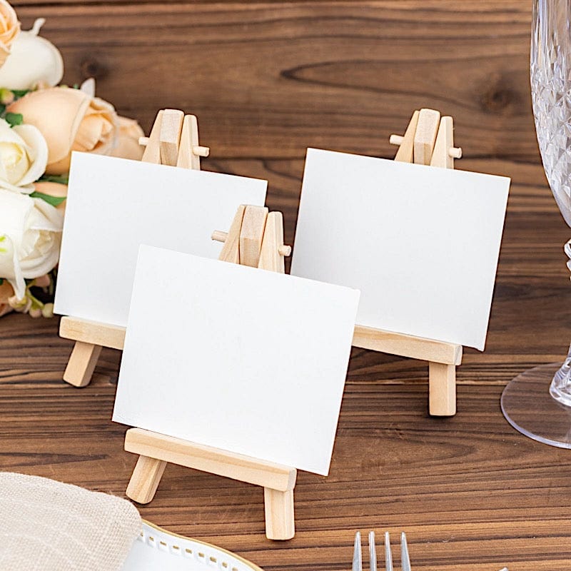 10 Natural Wood Mini Easel Table Number Sign Holders Place Card Stands