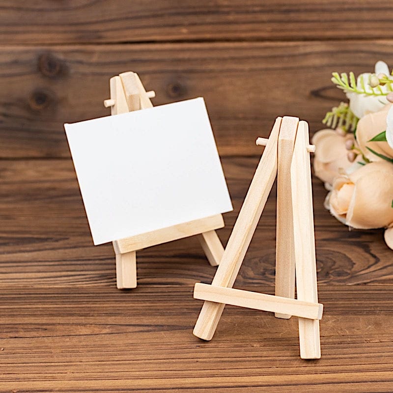 10 Natural Wood Mini Easel Table Number Sign Holders Place Card Stands