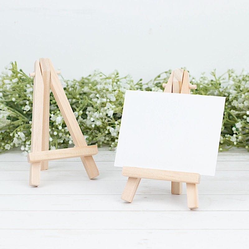 10 Natural Wood Mini Easel Table Number Sign Holders Place Card Stands