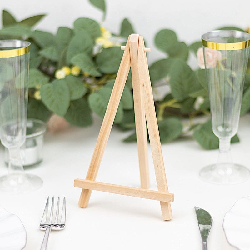 10 Natural Wood Mini Easel Table Number Sign Holders Place Card Stands