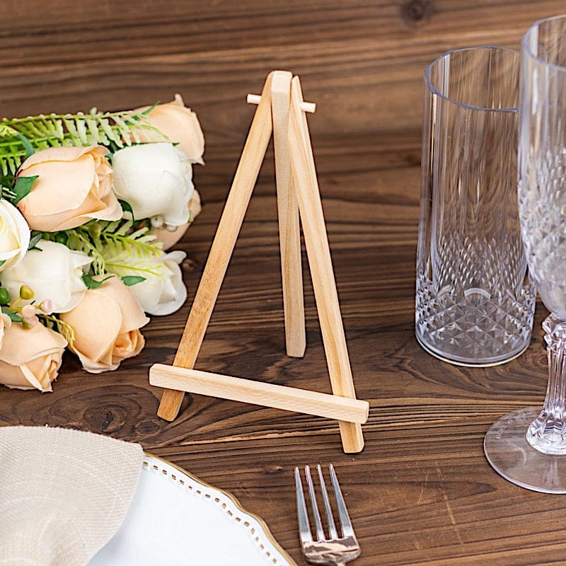 10 Natural Wood Mini Easel Table Number Sign Holders Place Card Stands