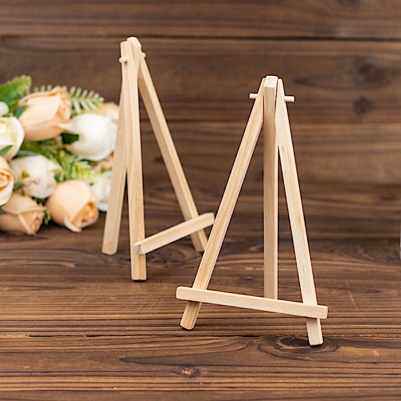 Balsacircle 10 Natural 8 inch Wood Mini Easel Table Number Sign Holders Place Card Stands Party Events Decorations, Beige