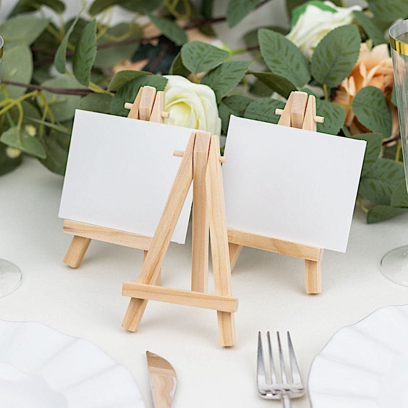 10 Natural Wood Mini Easel Table Number Sign Holders Place Card Stands