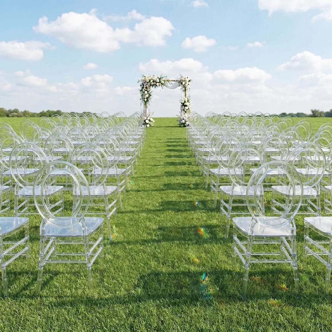 3 pcs Stackable Acrylic Chiavari Ghost Chairs with Oval Open Back