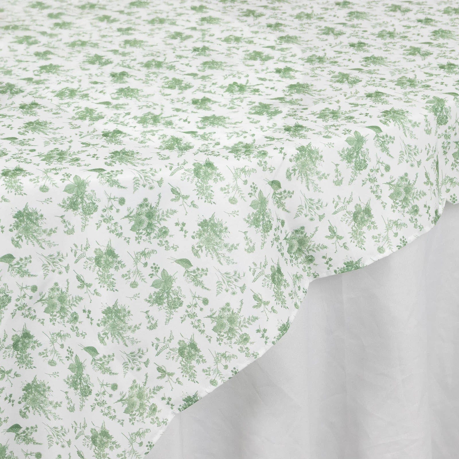 70x70 in Dusty Sage Green Floral Polyester Square Tablecloth