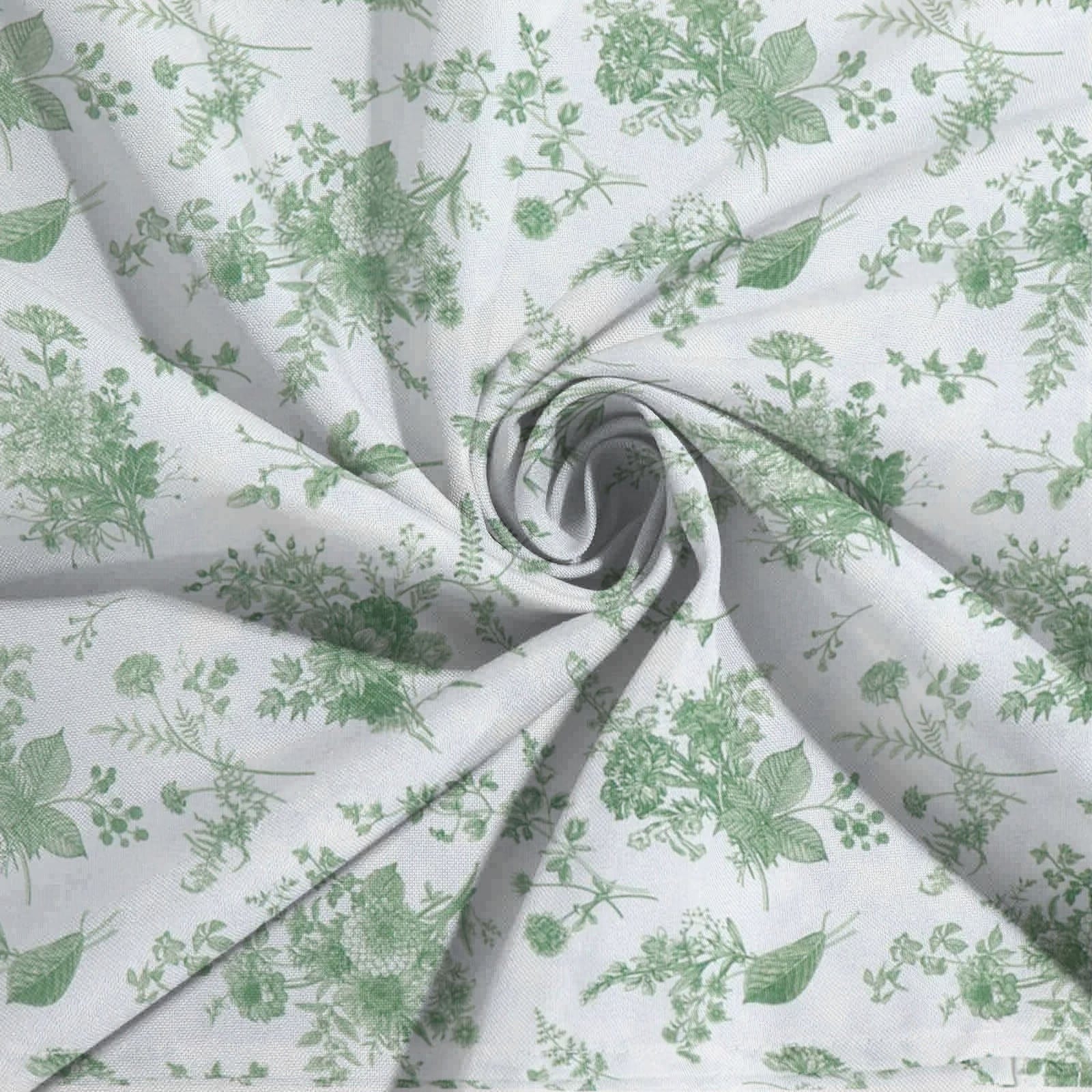 70x70 in Dusty Sage Green Floral Polyester Square Tablecloth