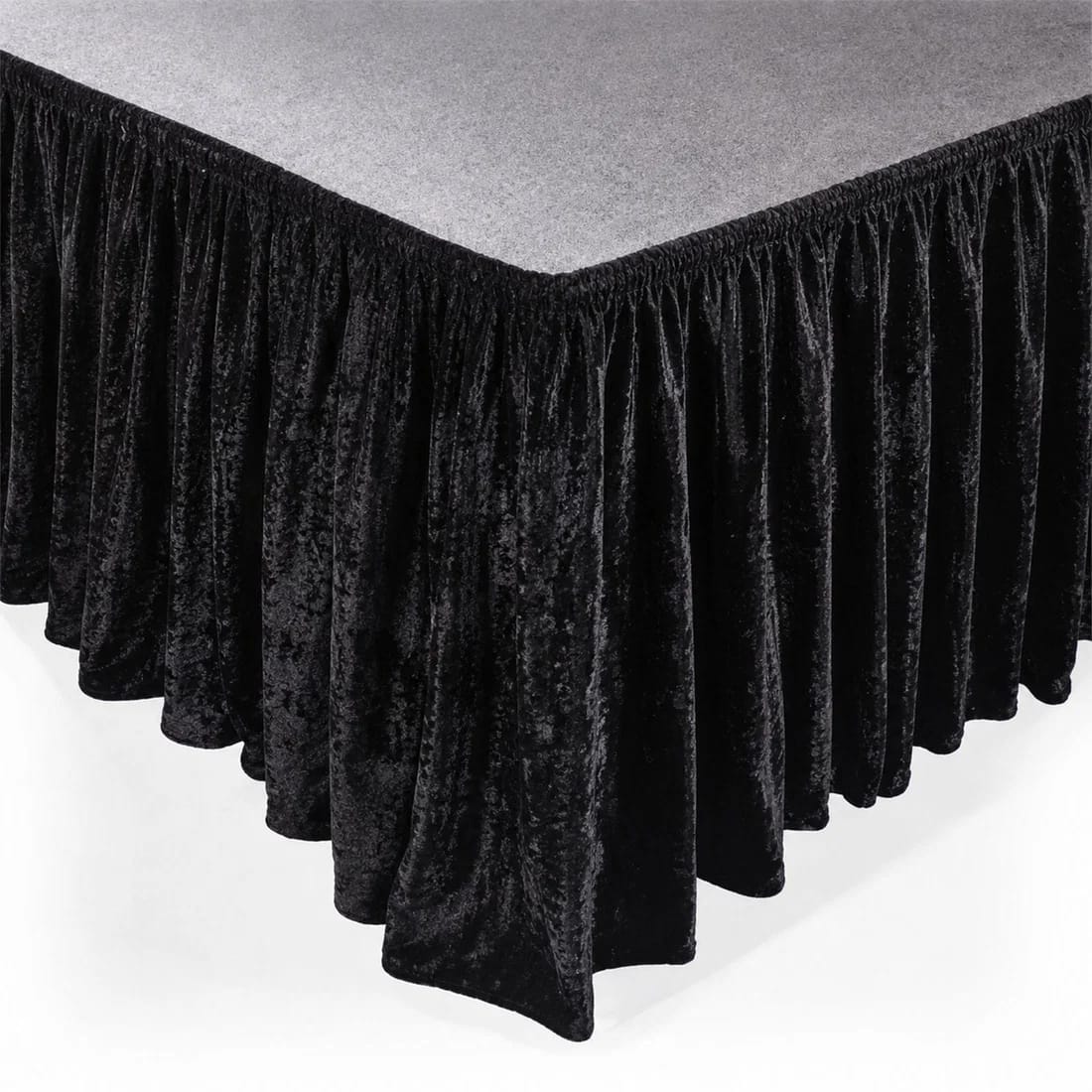Crushed Velvet Stage Skirt Portable Shirred Pleated Event Platform Cover