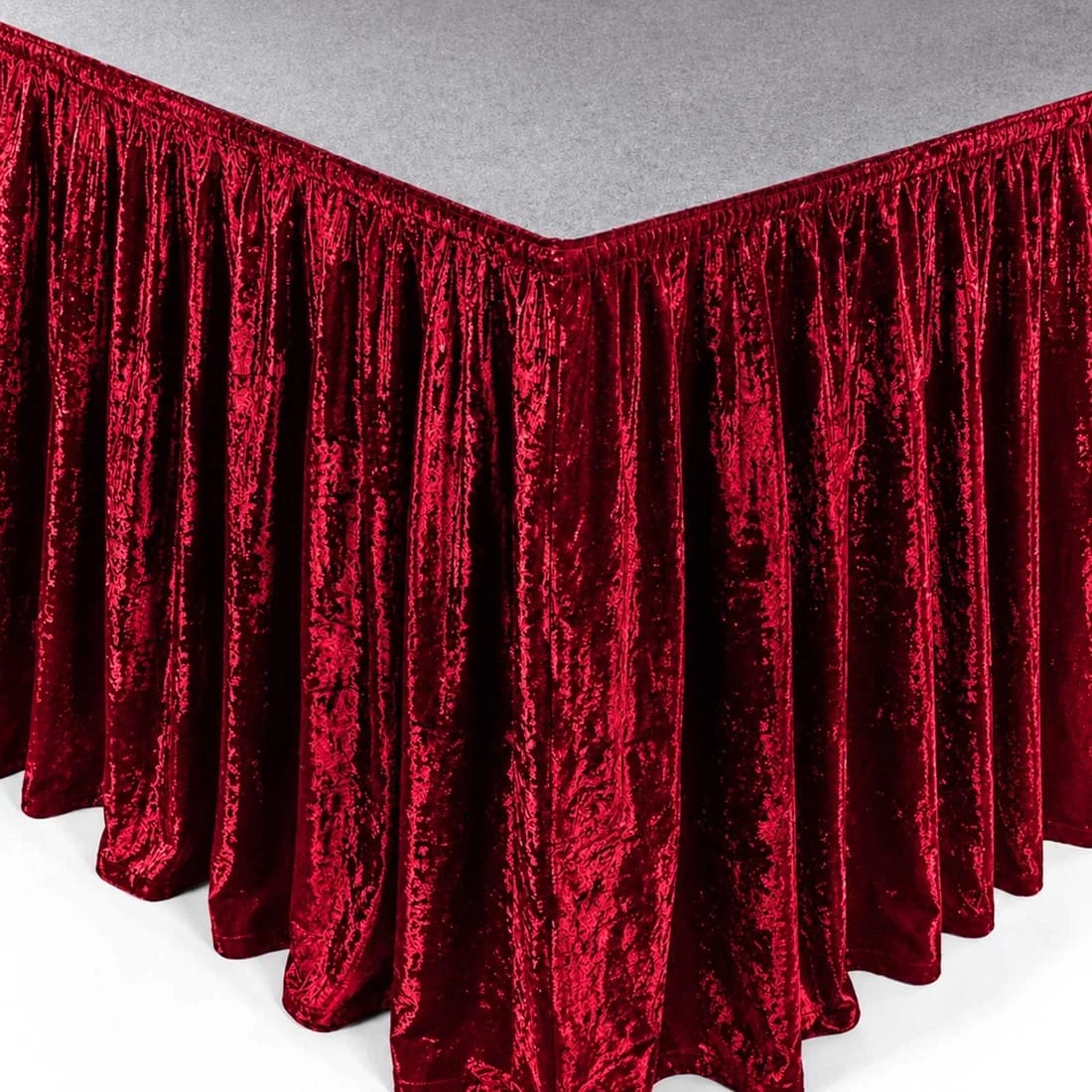 Crushed Velvet Stage Skirt Portable Shirred Pleated Event Platform Cover