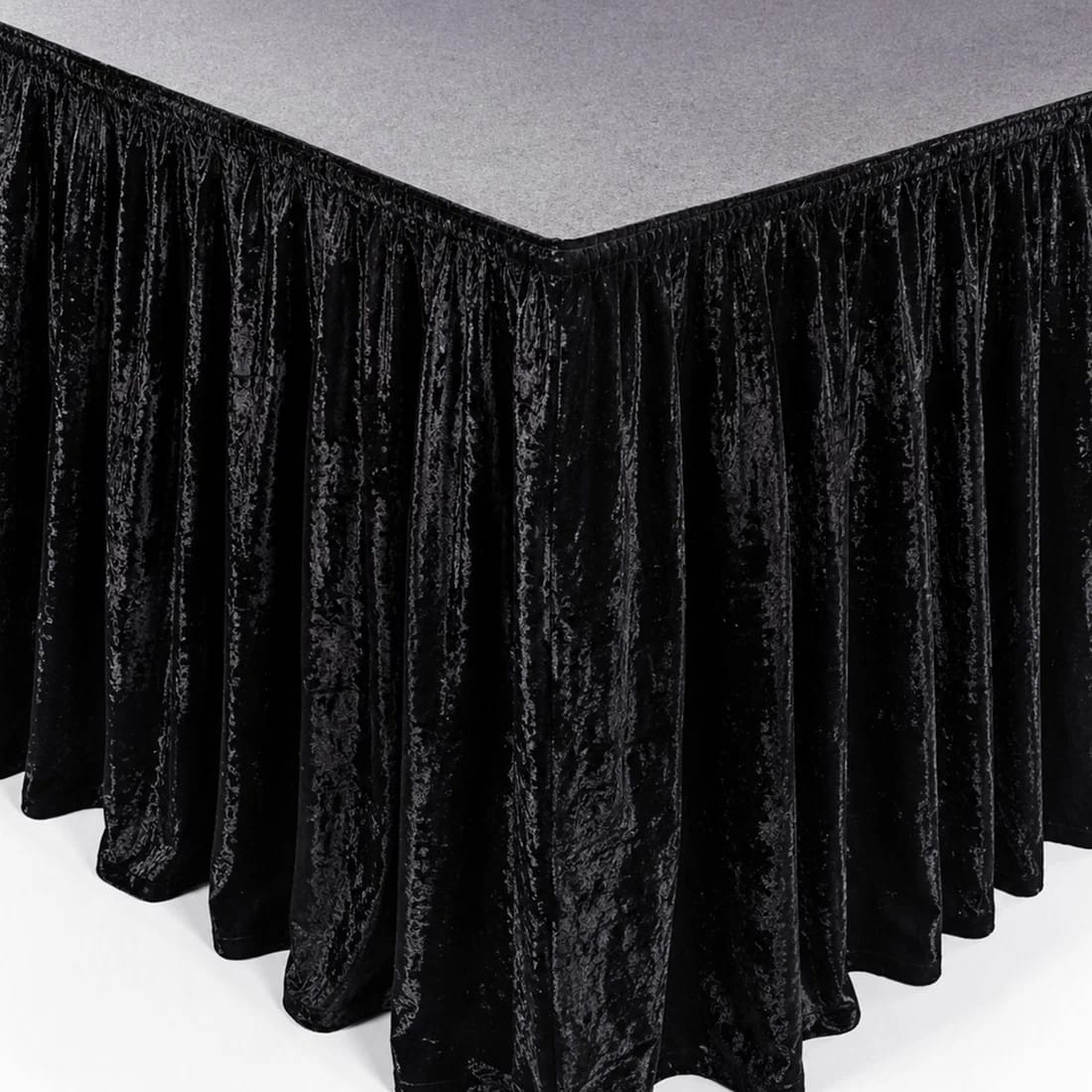 Crushed Velvet Stage Skirt Portable Shirred Pleated Event Platform Cover