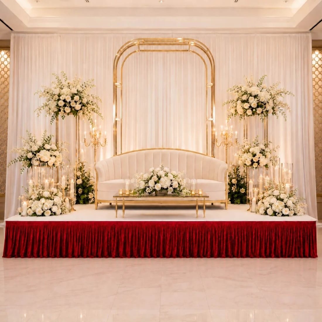 Crushed Velvet Stage Skirt Portable Shirred Pleated Event Platform Cover