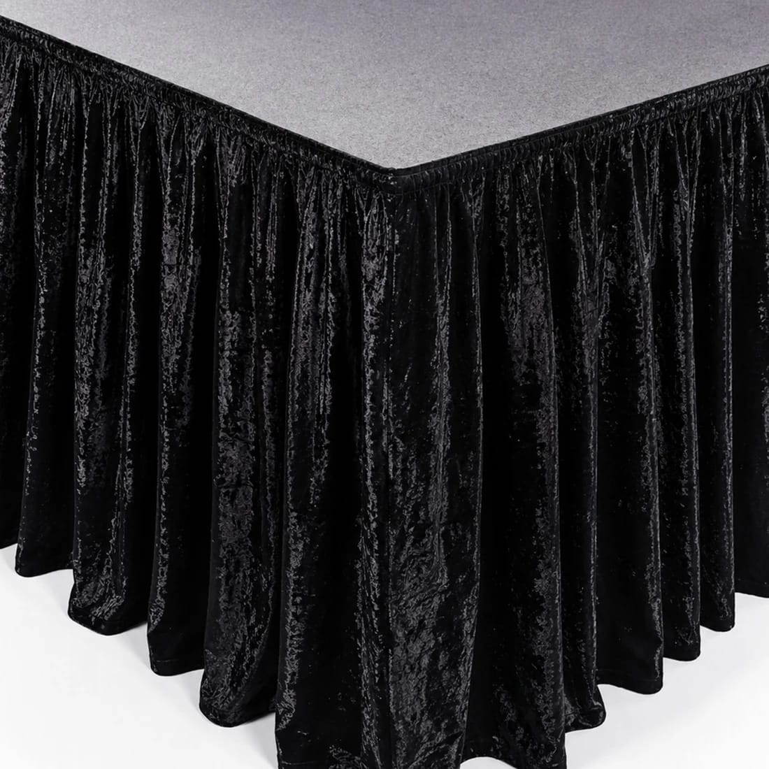 Crushed Velvet Stage Skirt Portable Shirred Pleated Event Platform Cover