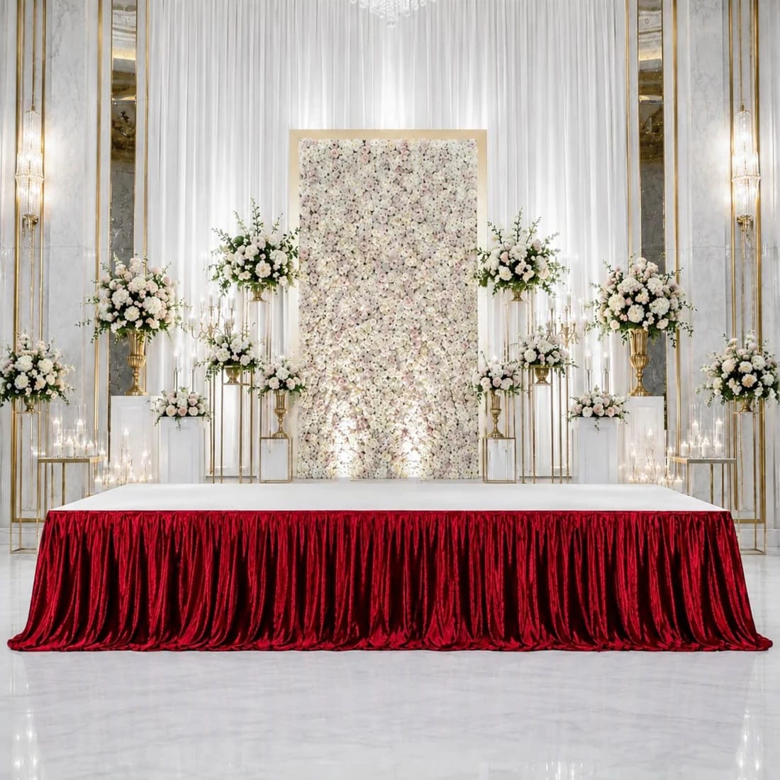 Crushed Velvet Stage Skirt Portable Shirred Pleated Event Platform Cover