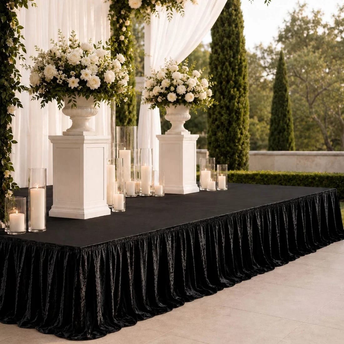 Crushed Velvet Stage Skirt Portable Shirred Pleated Event Platform Cover