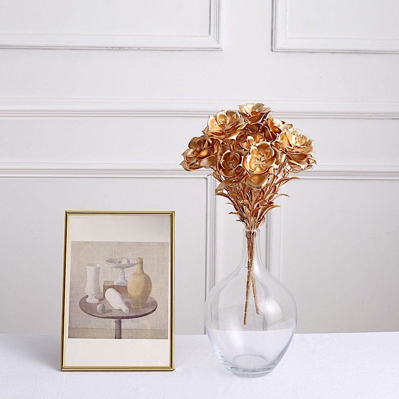 2 Metallic Gold 17 in Artificial Rose Flower Bouquets