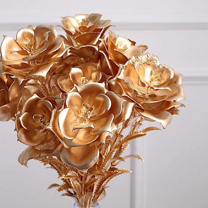 Metallic Rose Gold Faux Rose Stem  Fake flowers, Rose stem, Artificial  flowers