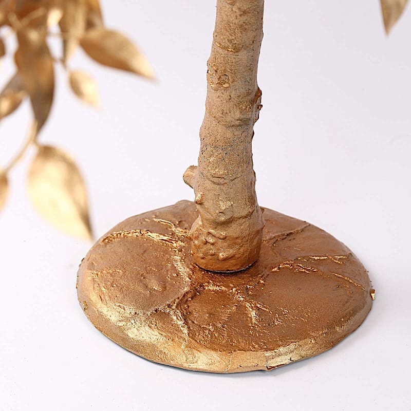3 feet Metallic Gold Faux Leaf Trees with Realistic Trunk Base