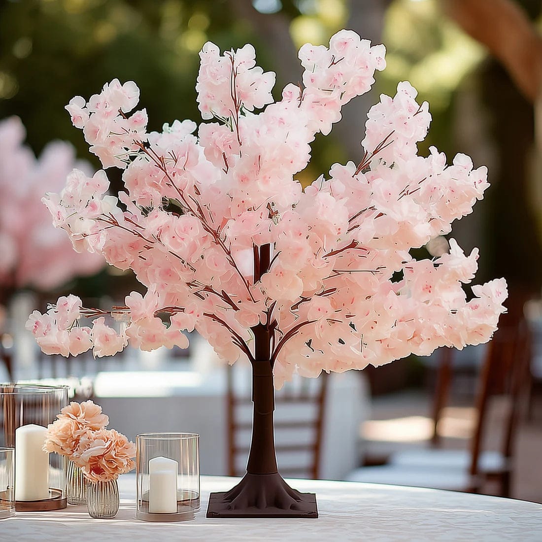3 feet Silk Artificial Cherry Blossom Tree Centerpiece with Metal Base