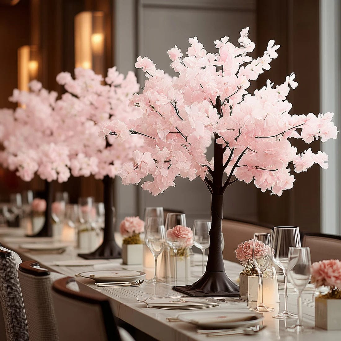 3 feet Silk Artificial Cherry Blossom Tree Centerpiece with Metal Base