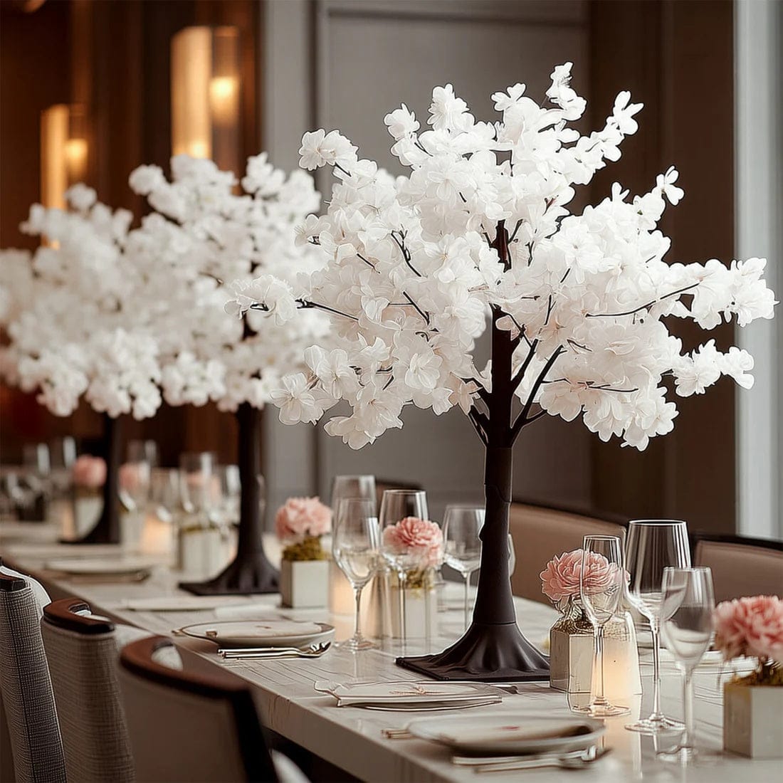 3 feet Silk Artificial Cherry Blossom Tree Centerpiece with Metal Base