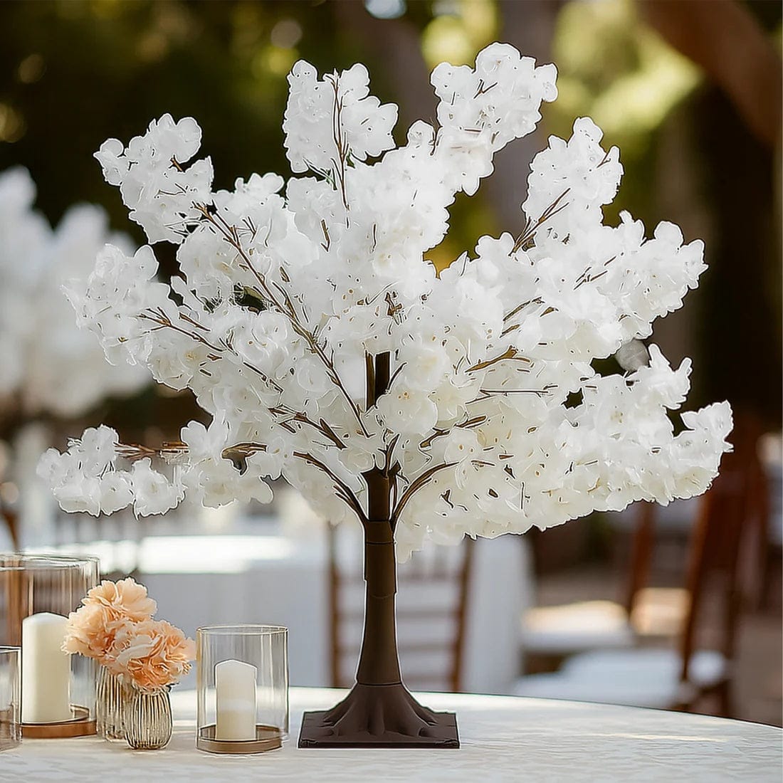 3 feet Silk Artificial Cherry Blossom Tree Centerpiece with Metal Base