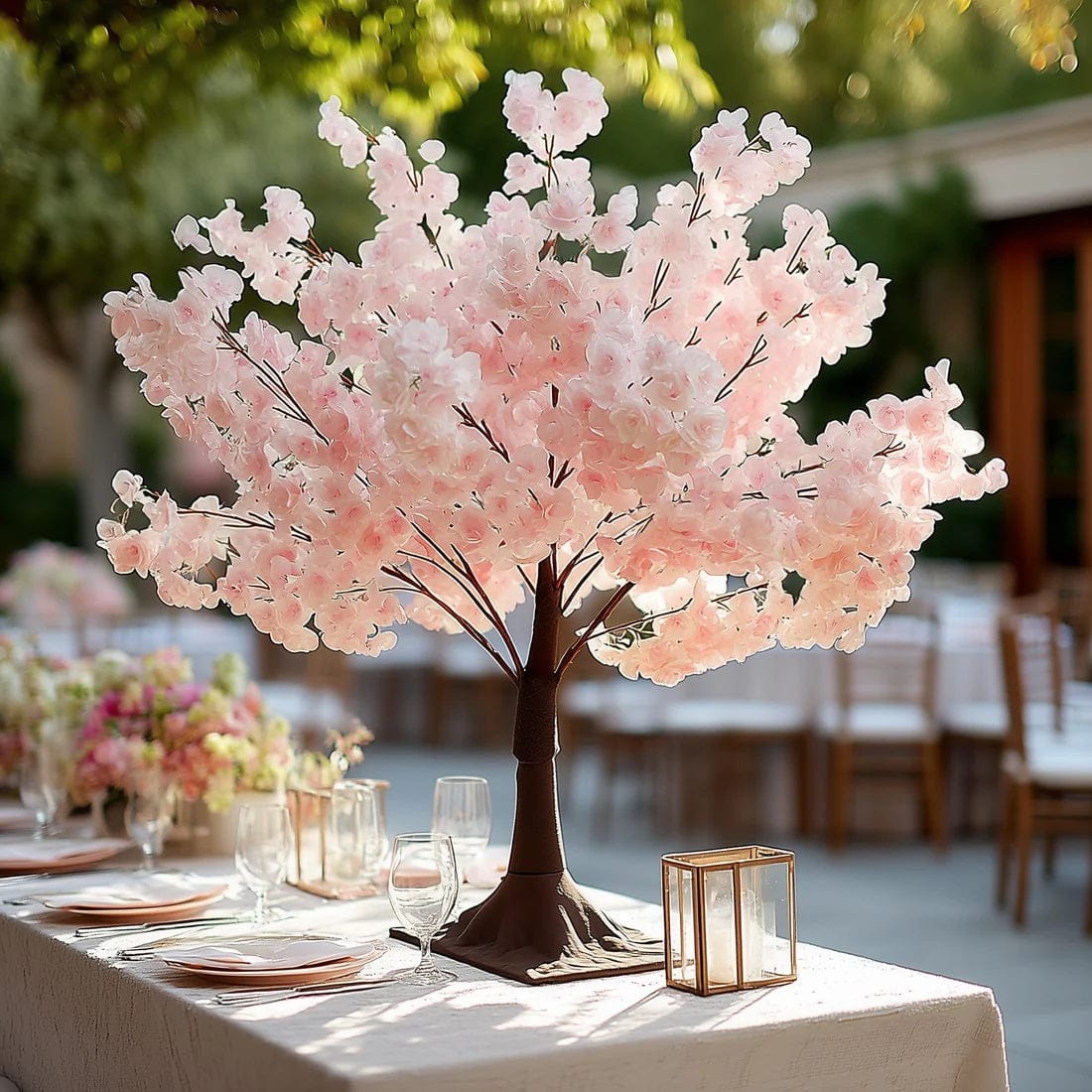 3 feet Silk Artificial Cherry Blossom Tree Centerpiece with Metal Base