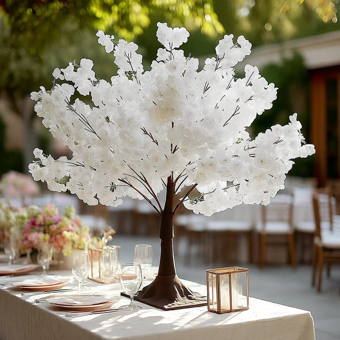 3 feet Silk Artificial Cherry Blossom Tree Centerpiece with Metal Base
