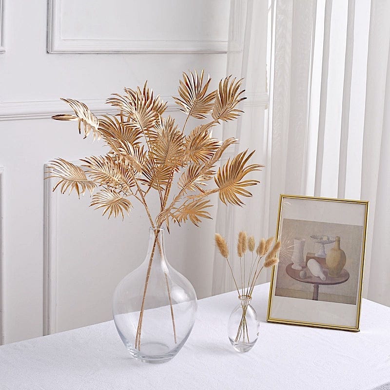 3 Metallic Gold 24 in Artificial Palm Leaves Branches