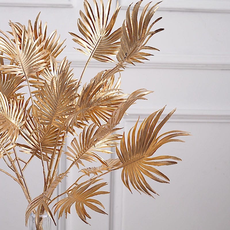 3 Metallic Gold 24 in Artificial Palm Leaves Branches