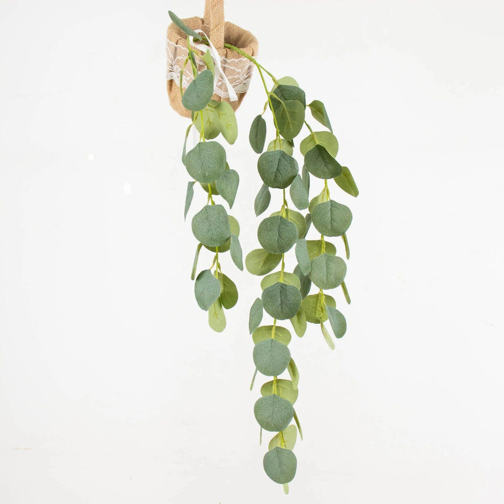 eucalyptus hanging plant 3 Green 41 in Silk Eucalyptus Leaves Hanging Artificial Plant Stems