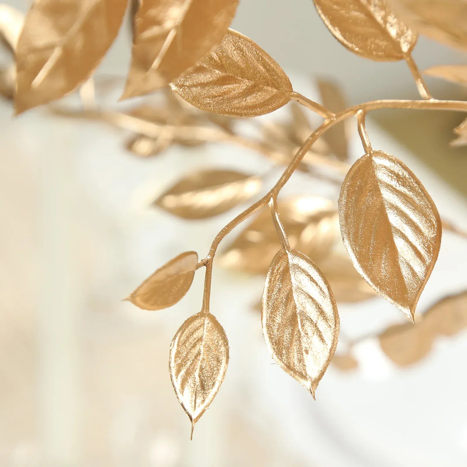 4 Metallic Gold 33 in Artificial Italian Ruscus Leaves Branches