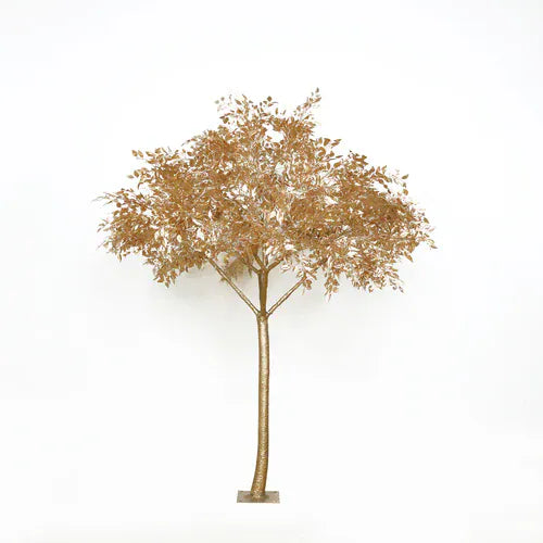 7 feet Metallic Gold Faux Leaf Trees with Realistic Trunk Base