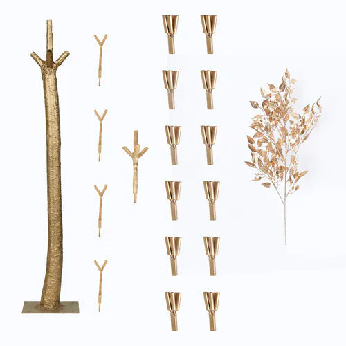 7 feet Metallic Gold Faux Leaf Trees with Realistic Trunk Base