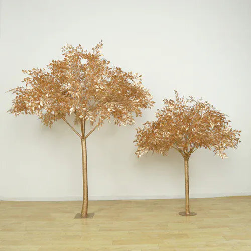 7 feet Metallic Gold Faux Leaf Trees with Realistic Trunk Base