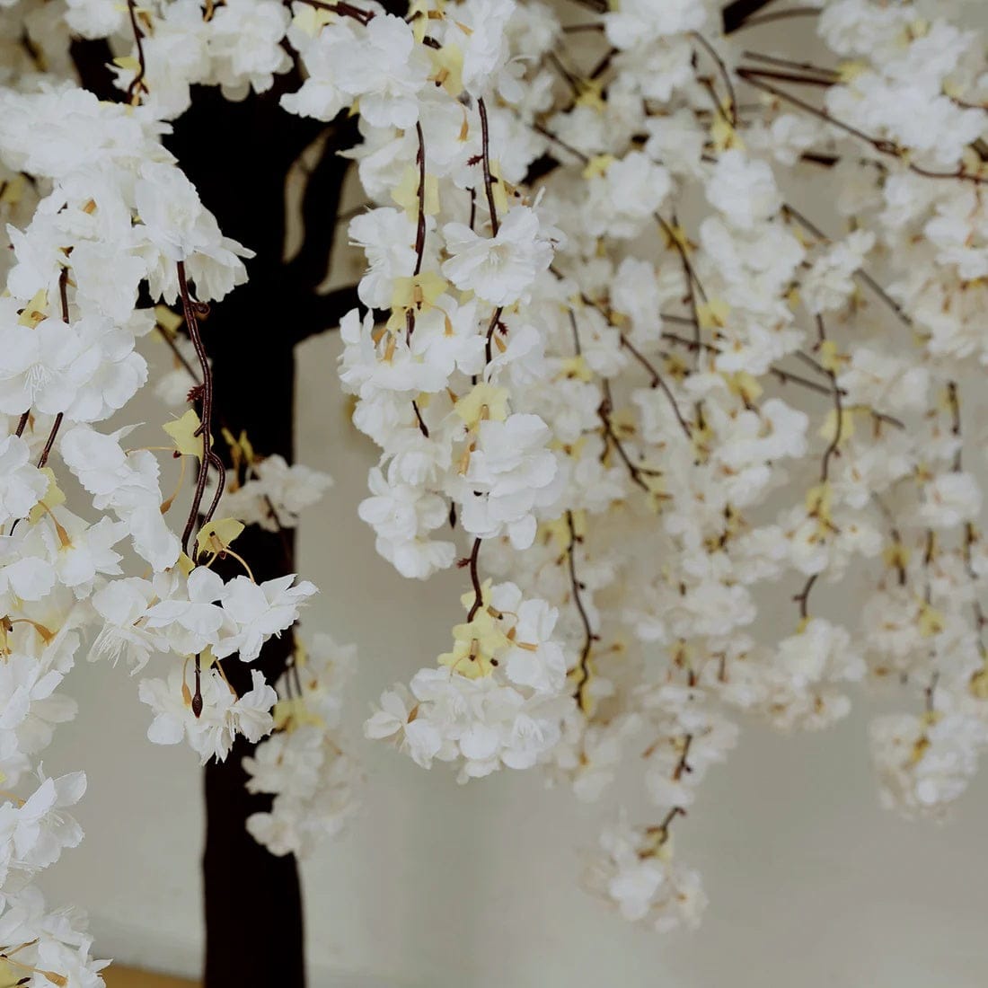 White 8 feet Artificial Silk Cherry Blossom Tree with Fiberglass Trunk and Metal Base