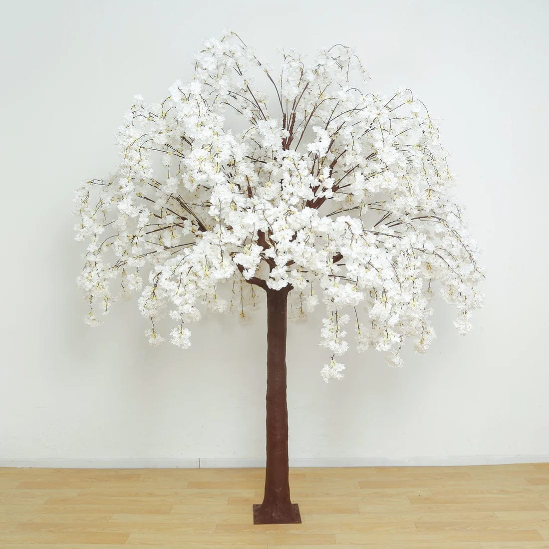White 8 feet Artificial Silk Cherry Blossom Tree with Fiberglass Trunk and Metal Base