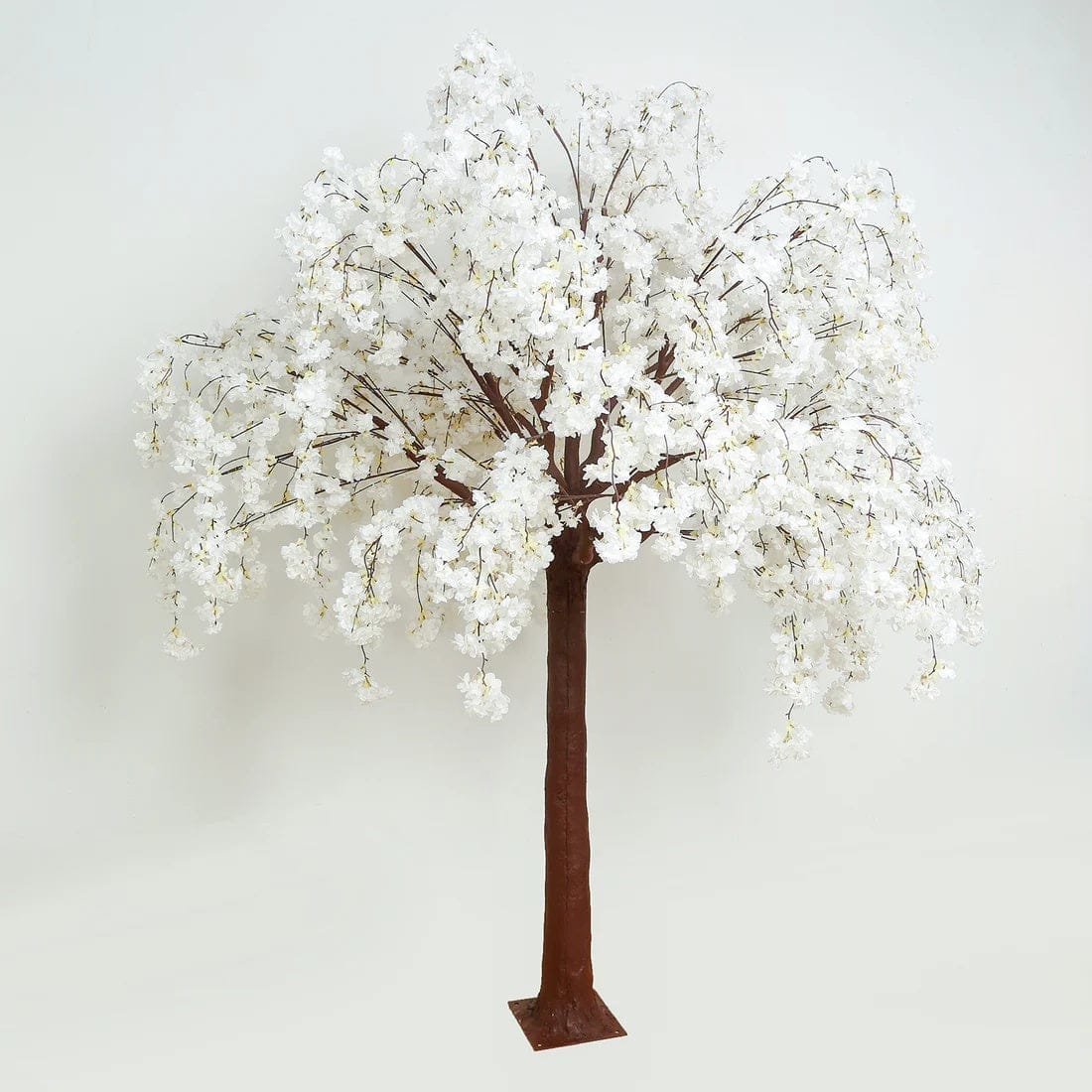 White 8 feet Artificial Silk Cherry Blossom Tree with Fiberglass Trunk and Metal Base