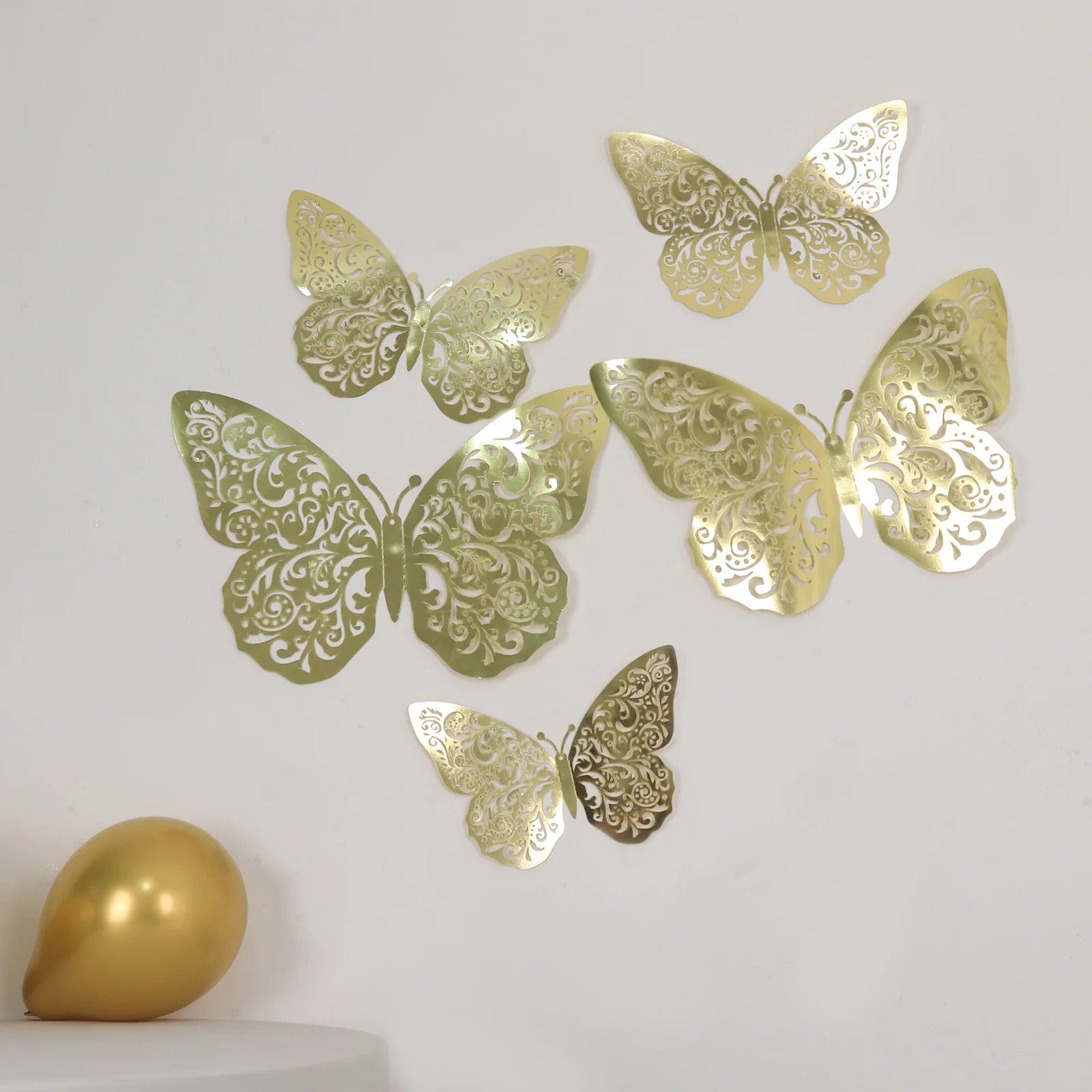 10 Metallic Gold 14x20 in Foil 3D Butterfly Wall Stickers DIY Decals