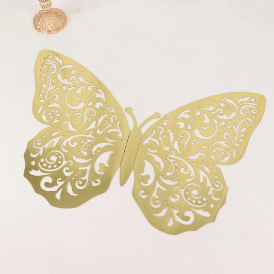 10 Metallic Gold 14x20 in Foil 3D Butterfly Wall Stickers DIY Decals